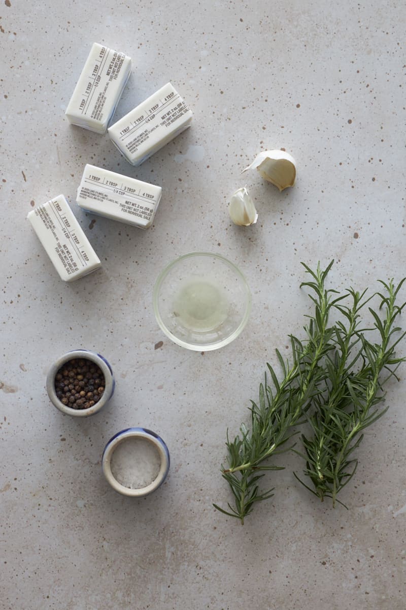 Ingredients for Rosemary Garlic Butter.