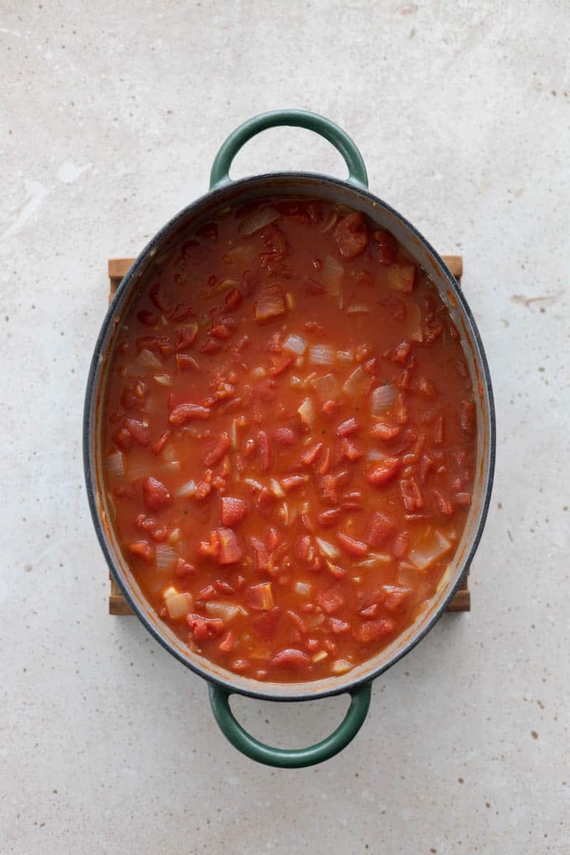 Tomatoes added to the soup.