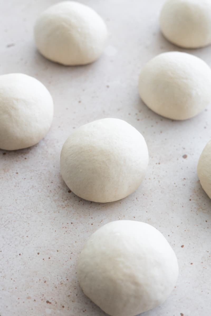 Dough rolled into balls. 