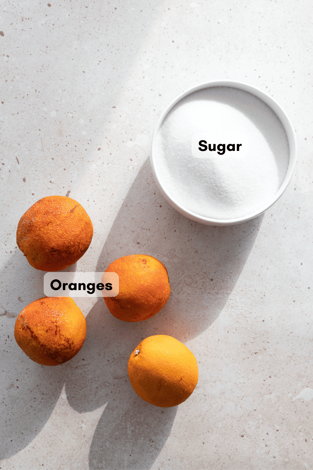 Ingredients for Candied Orange Slices.