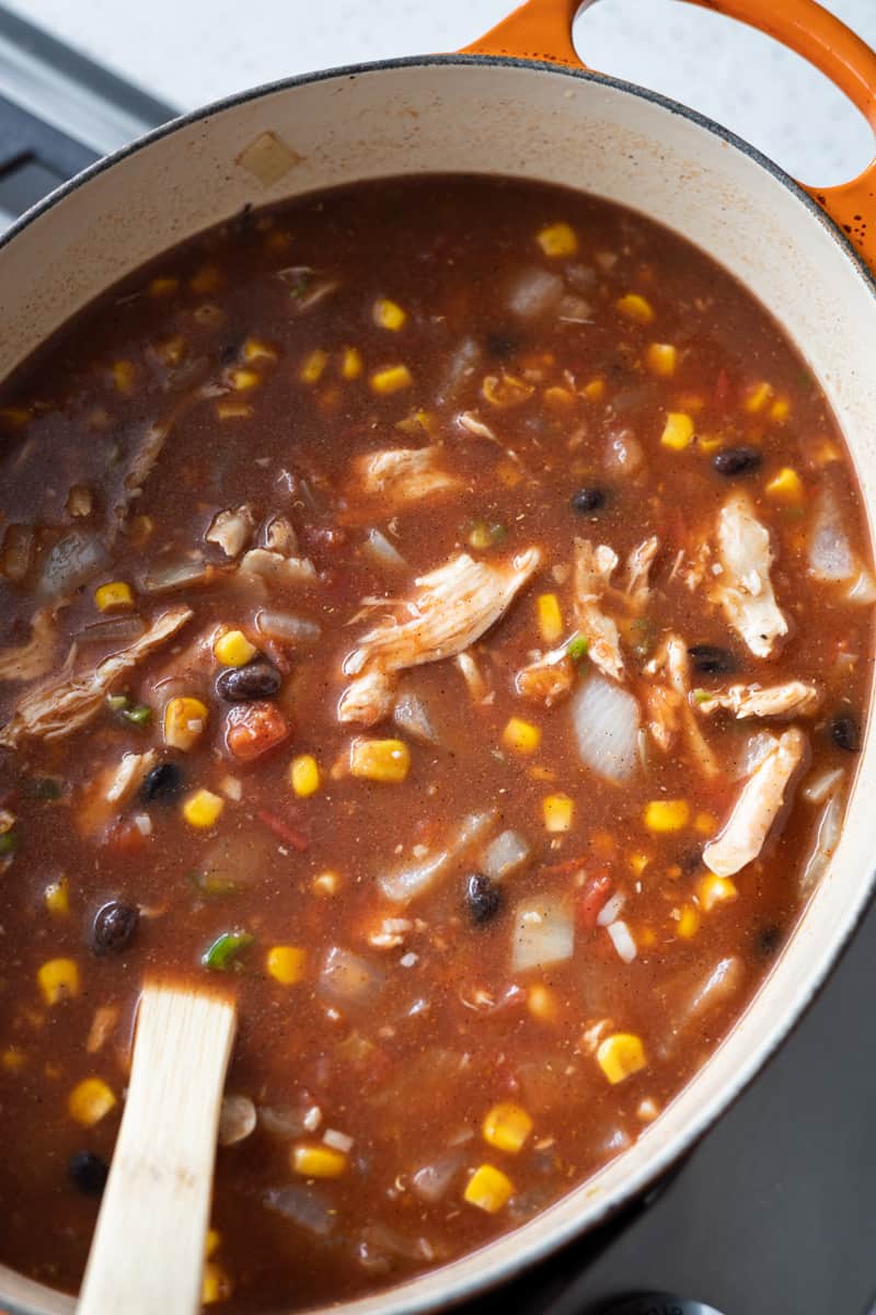 All soup ingredients in the pot. 