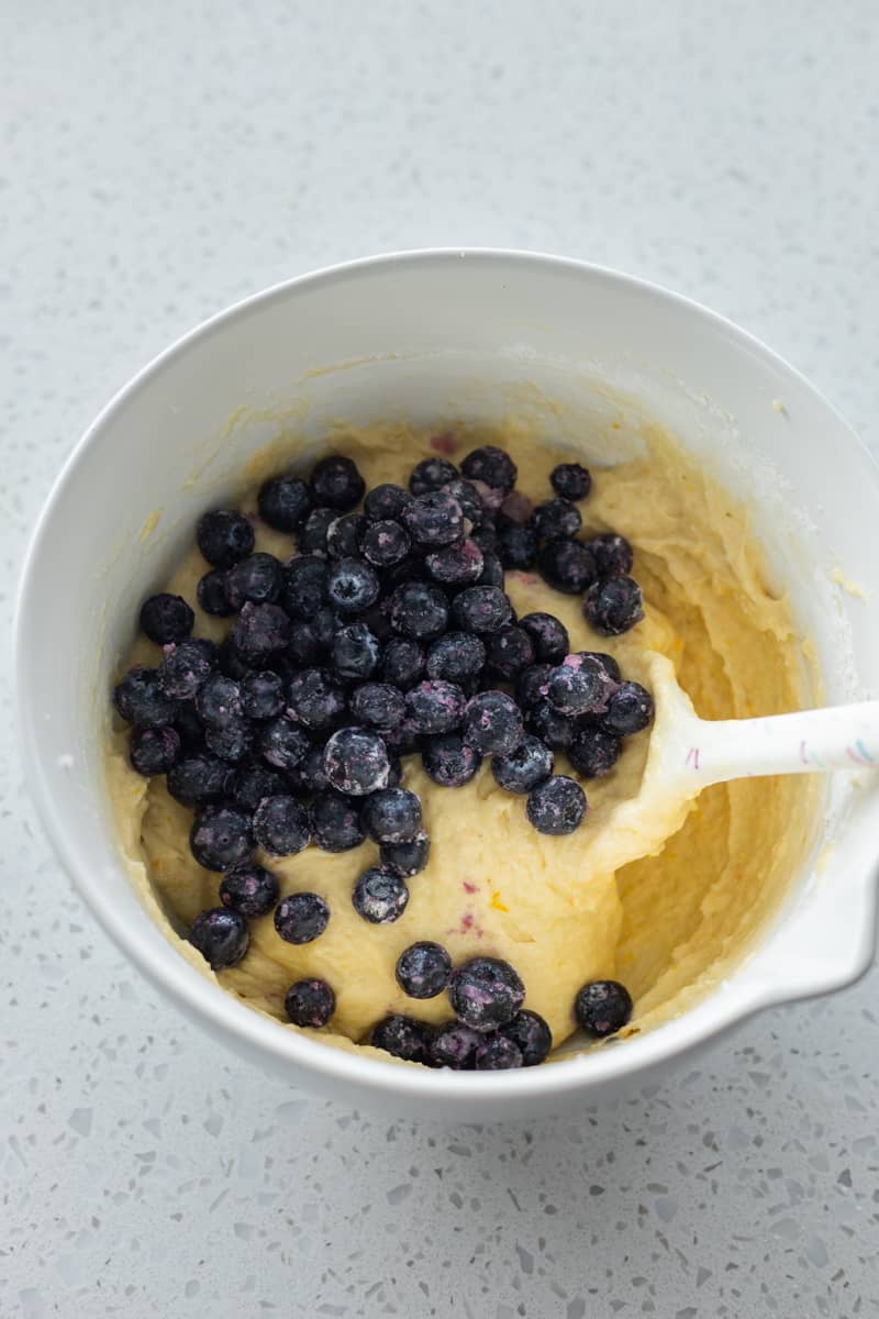 Blueberries added to the batter. 