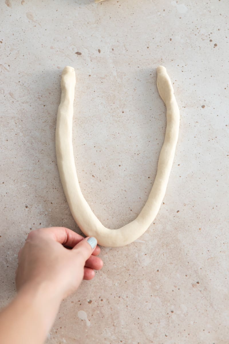 Dough rope in a U shape.