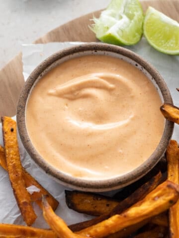 Sriracha Aioli in a small bowl.