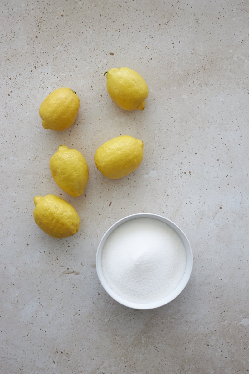 Ingredients for Candied Lemon Slices.