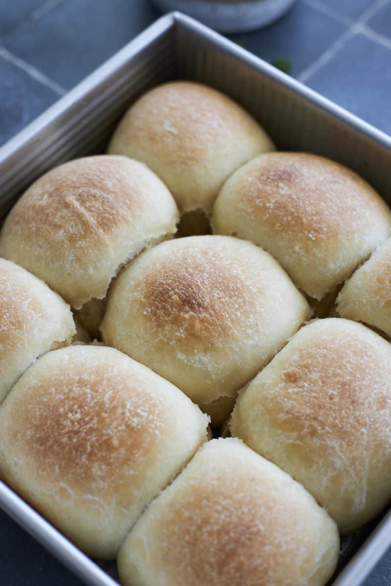 Sourdough Discard Garlic Rolls after baking.