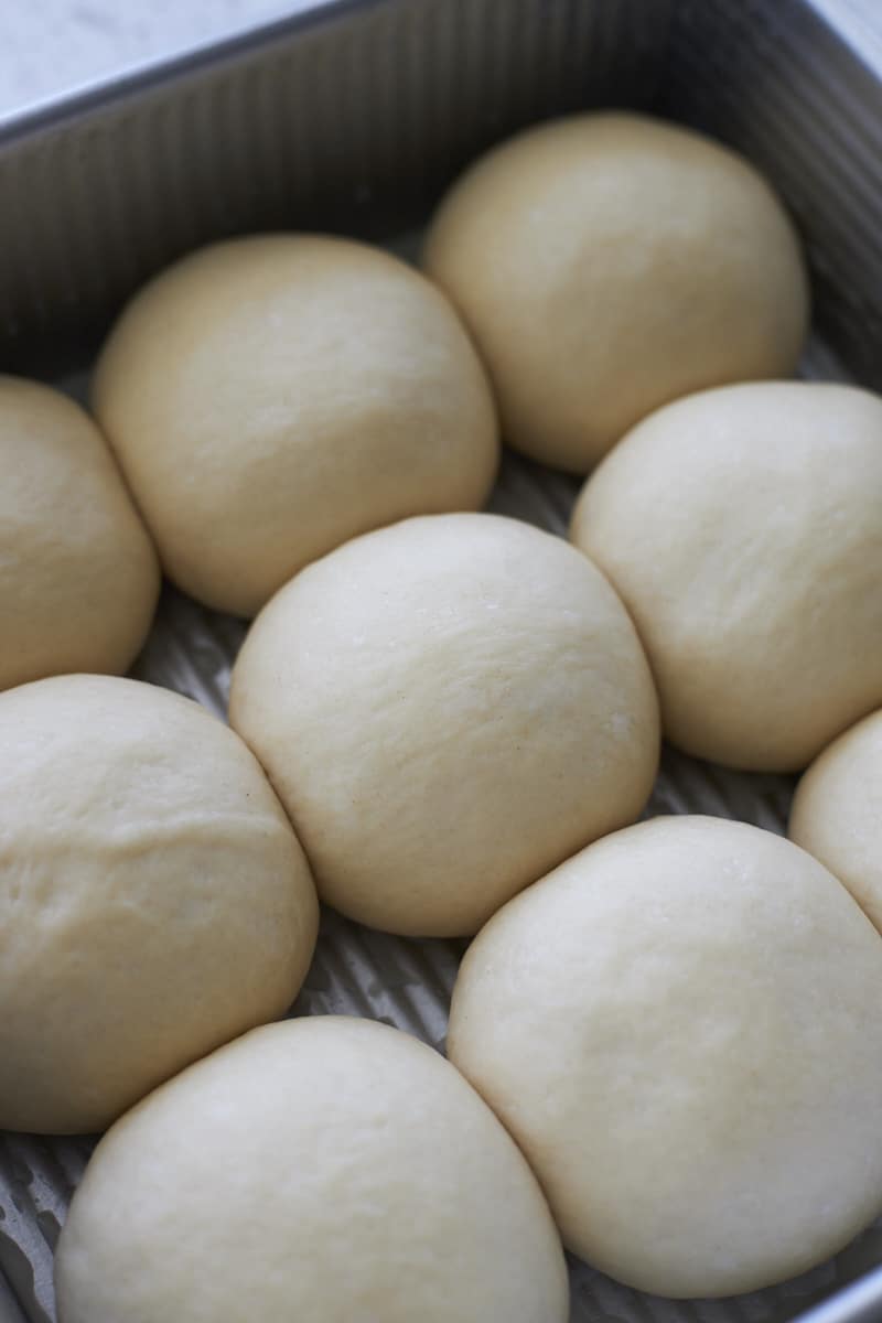 Sourdough Discard Garlic Rolls after the second rise.