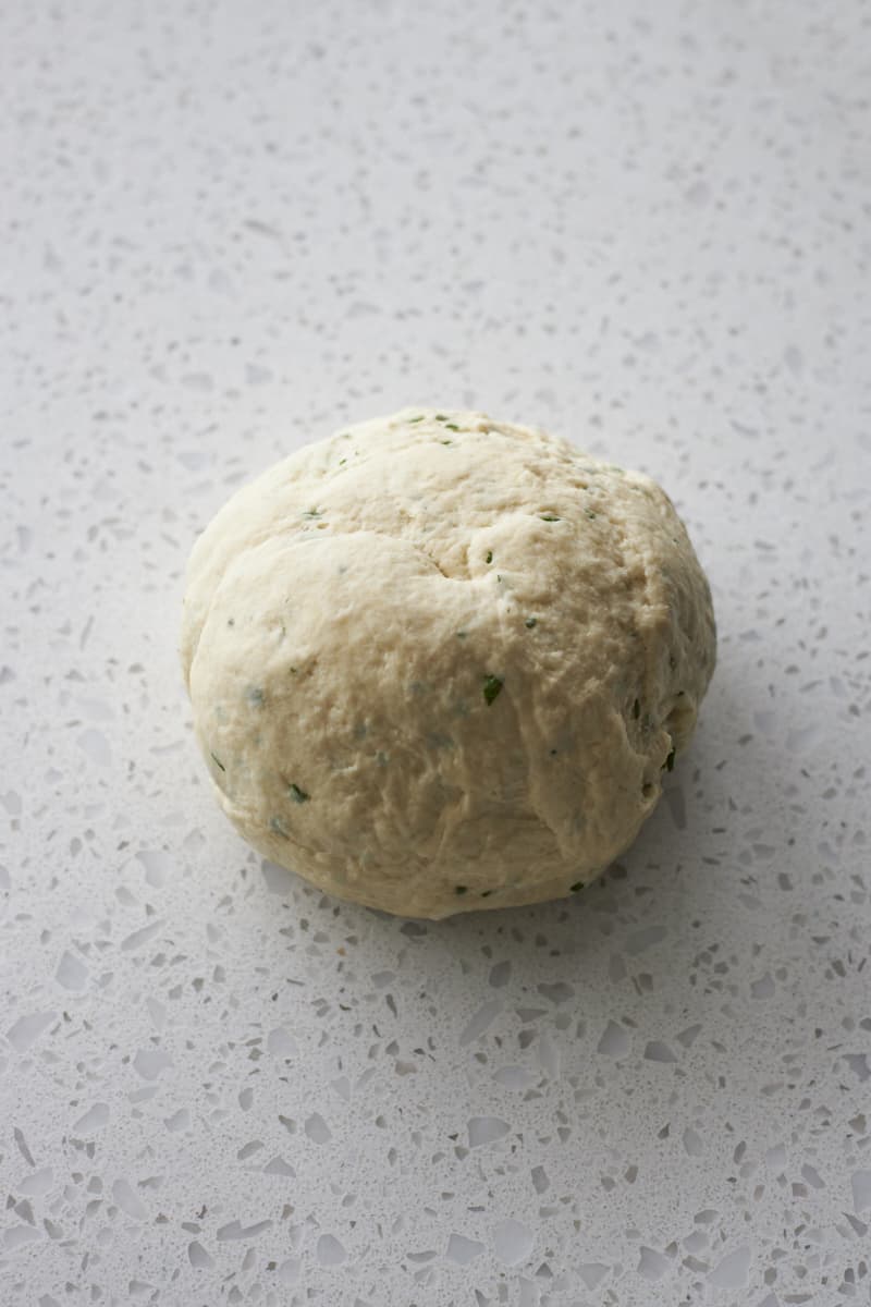 Dough in a smooth ball after kneading.