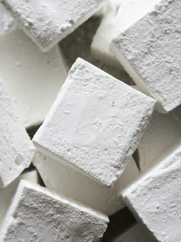 Closeup of Classic Vanilla Marshmallows in a pile.
