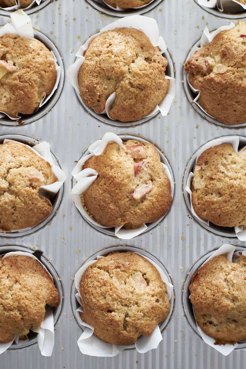 Baked muffins in a muffin pan.