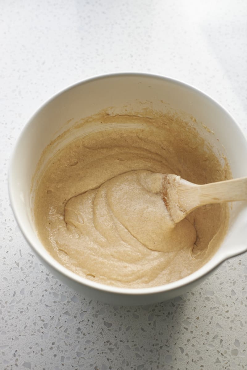 Batter mixed in a large bowl.