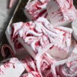 A closeup of Candy Cane Marshmallows.