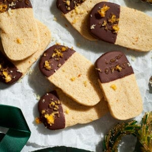 Sourdough Discard Shortbread Cookies on white parchment paper.