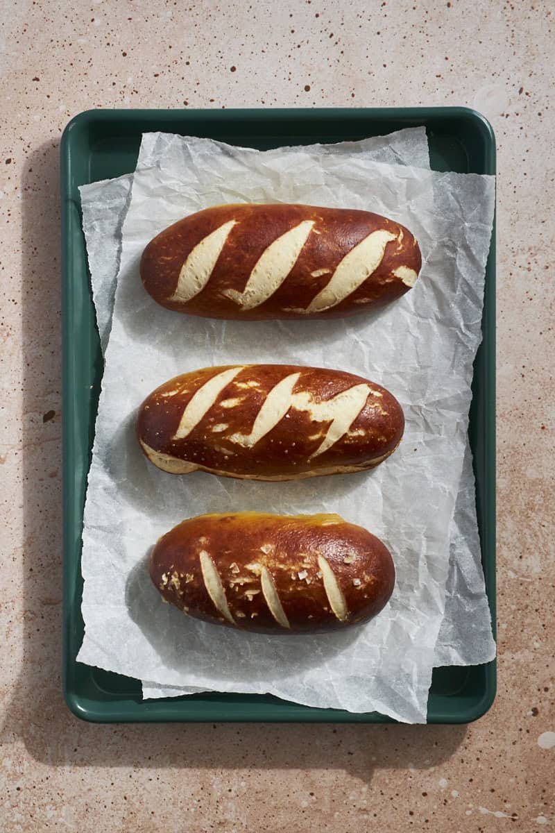 Final buns shaped as hoagies.