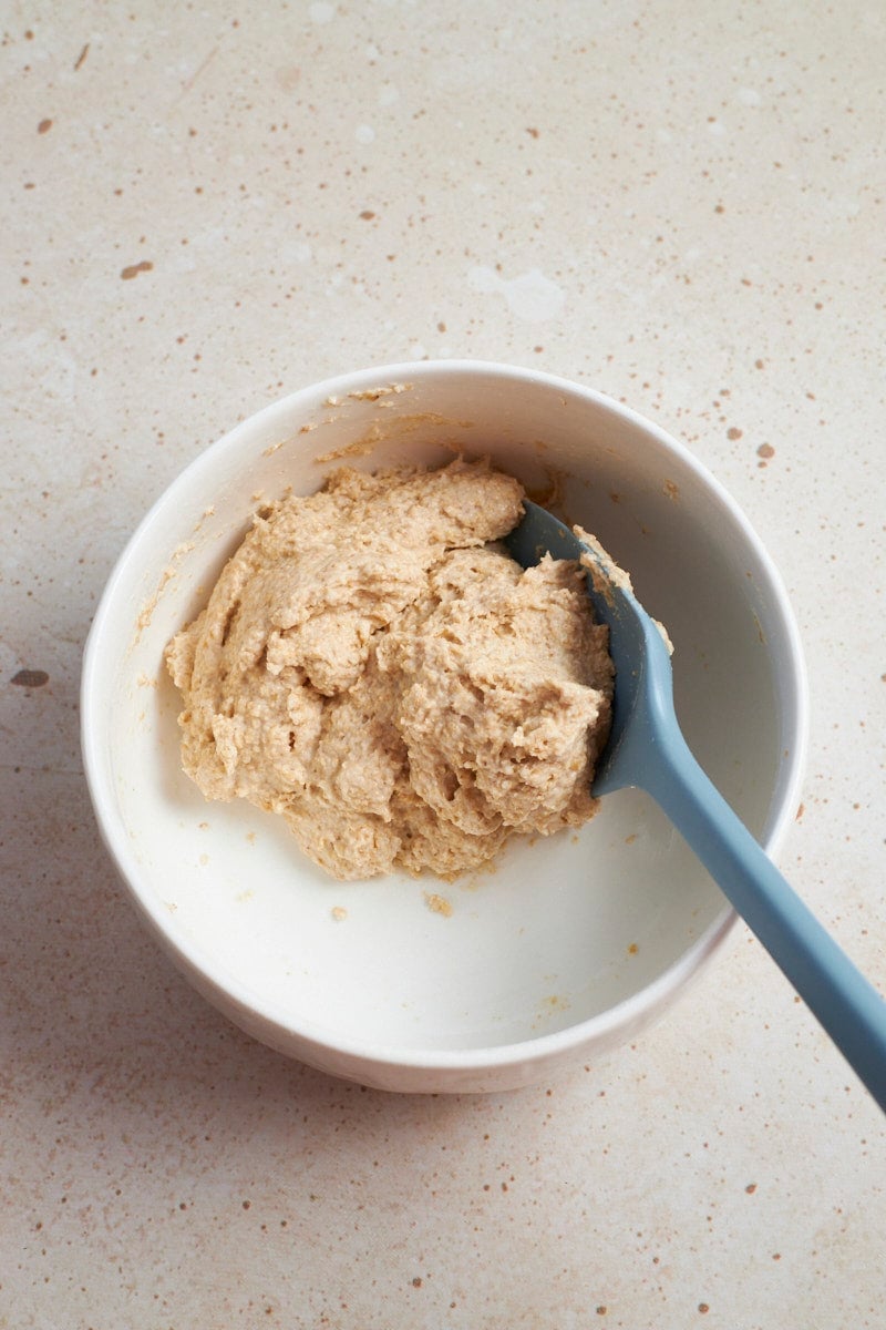 Flour and water mixed together in a bowl.