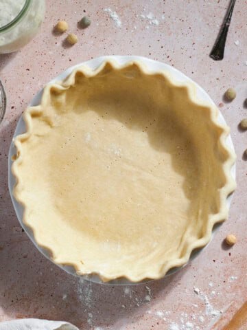 Sourdough Discard Pie Crust in a pie pan.
