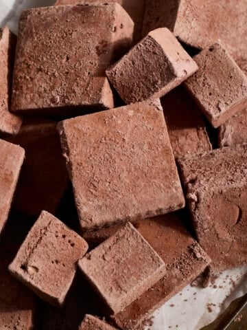 A pile of Chocolate Marshmallows.