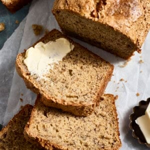 Slices of Sourdough Discard Banana Bread.