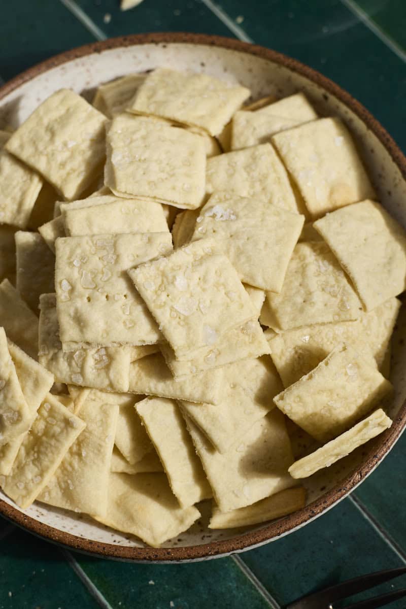 Sourdough Discard Crackers in a bowl.