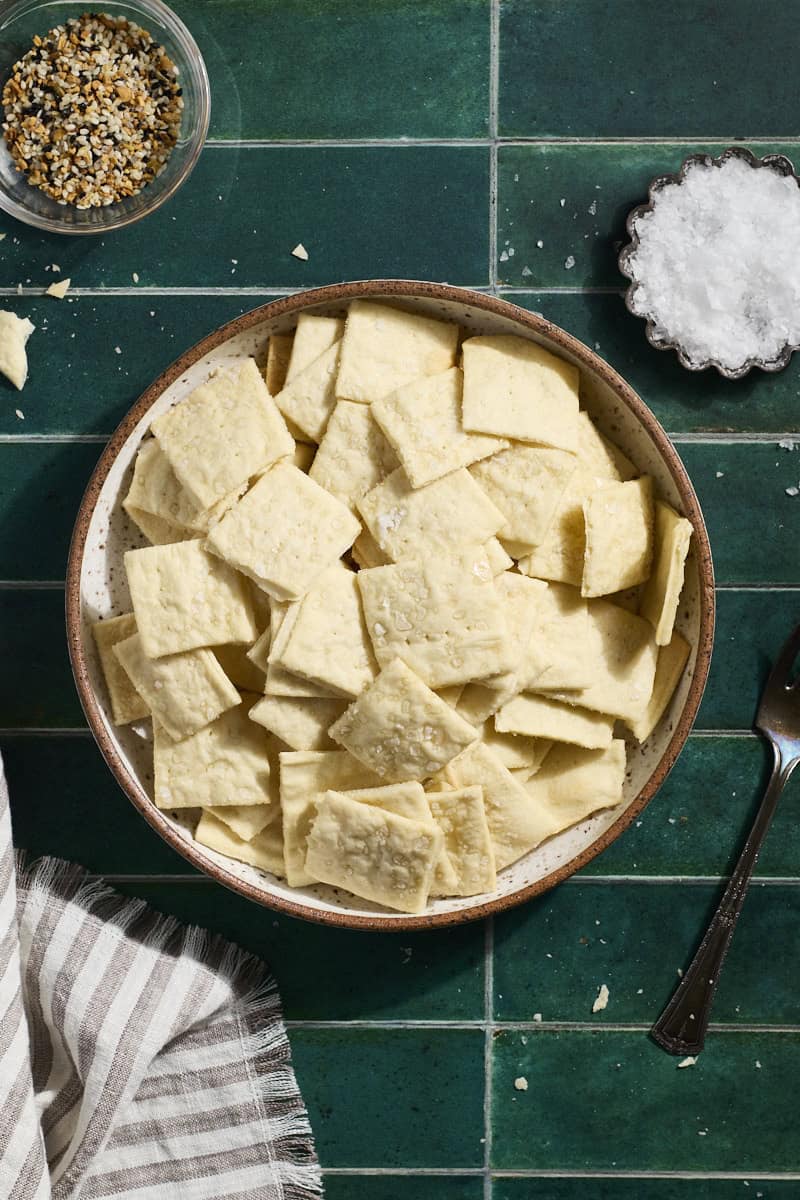 Sourdough Discard Crackers in a bowl.