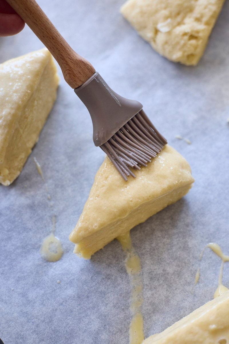 Scones brushed with egg wash.