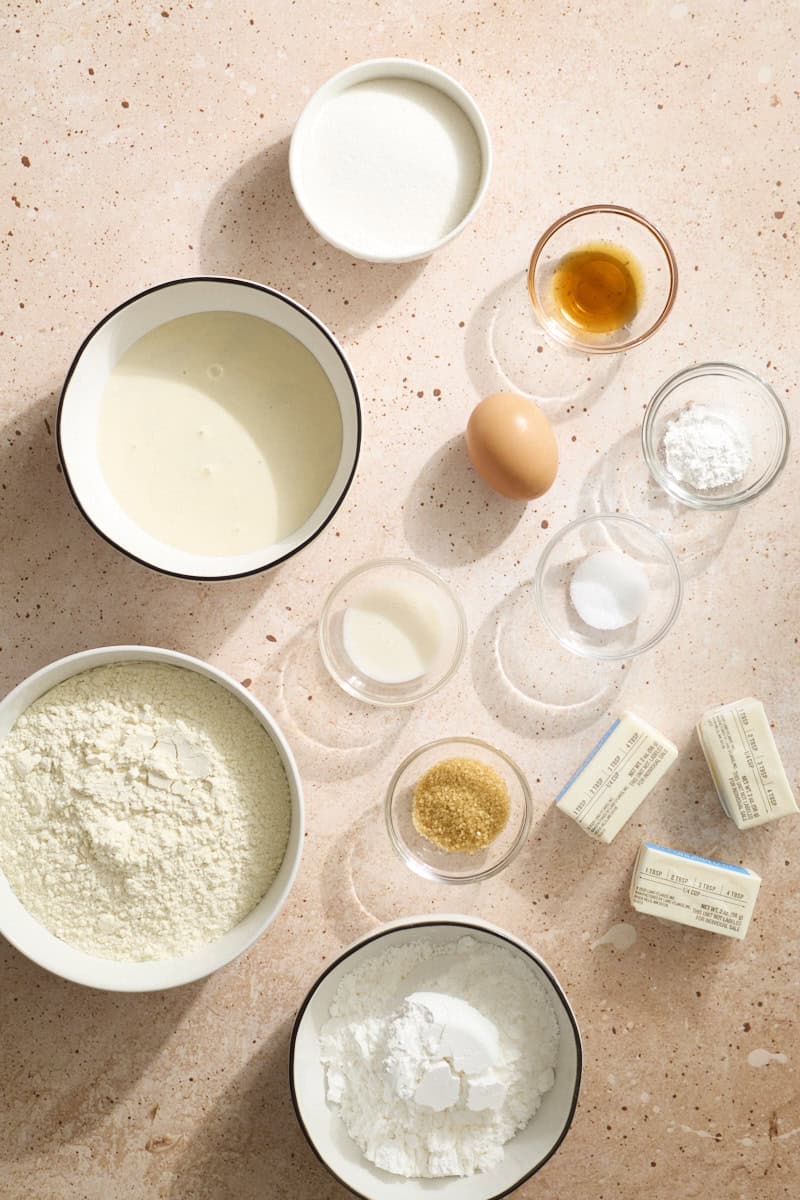 Ingredients for Sourdough Discard Scones in small bowls.