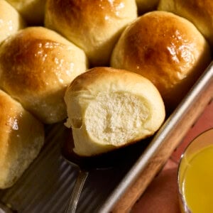 A side view of Hawaiian Dinner Rolls.