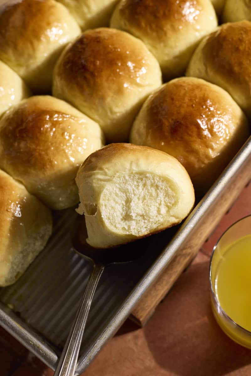 A side view of Hawaiian Dinner Rolls.