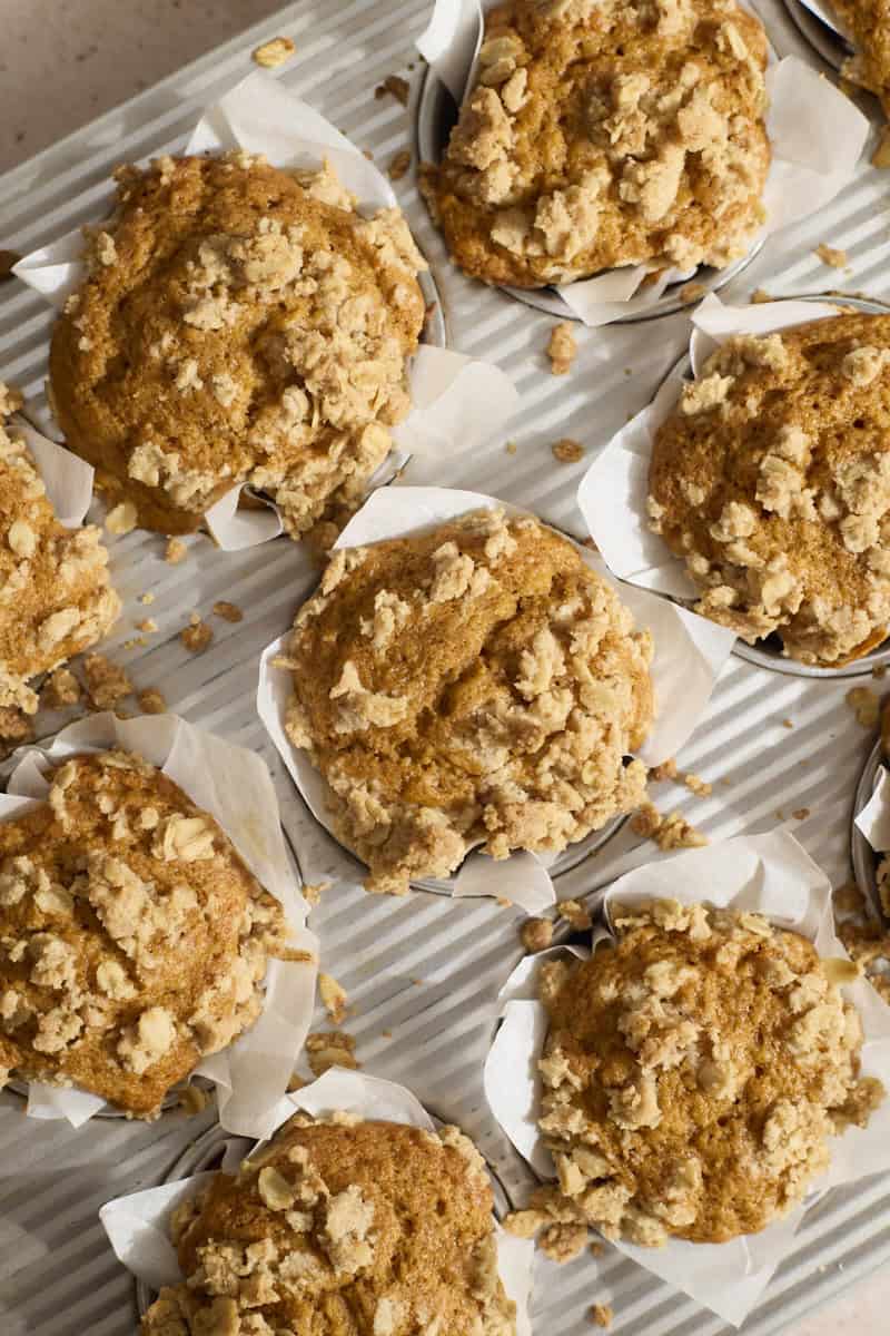 Baked muffins in the muffin pan.