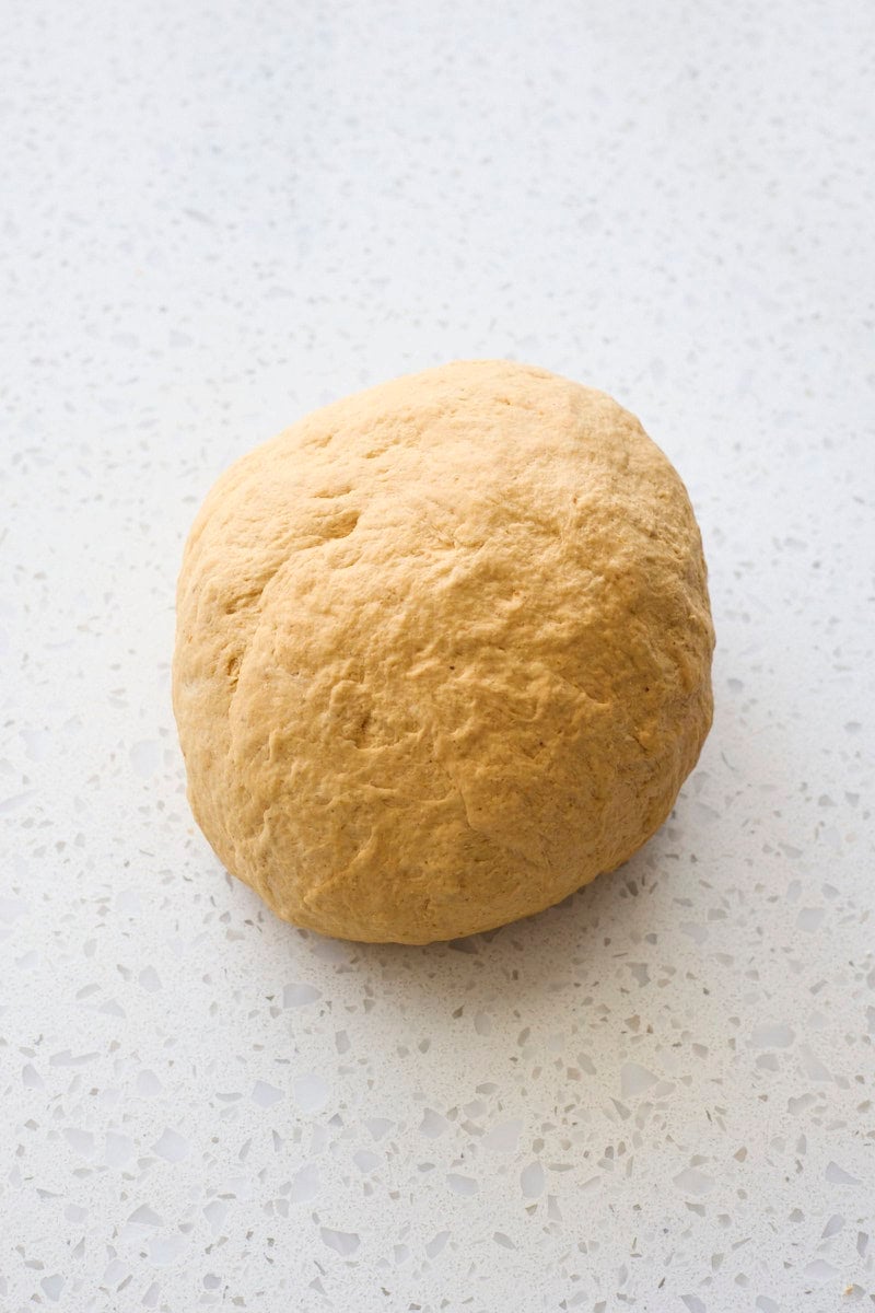 Dough in a ball after kneading.