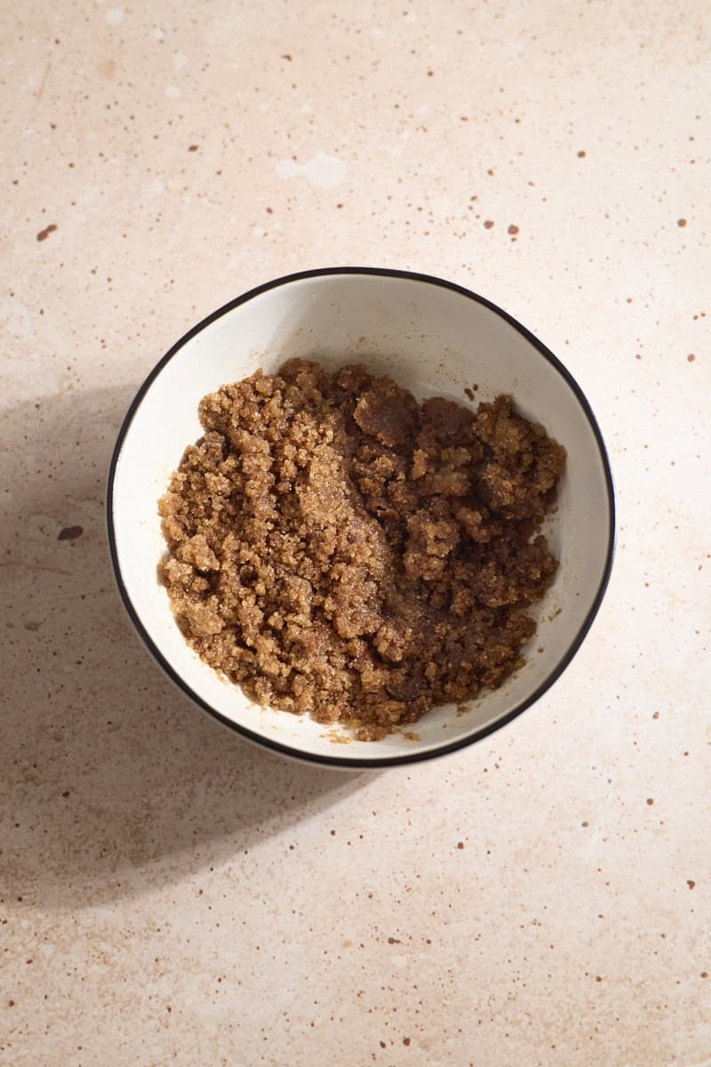 Cinnamon crunch topping in a small bowl.