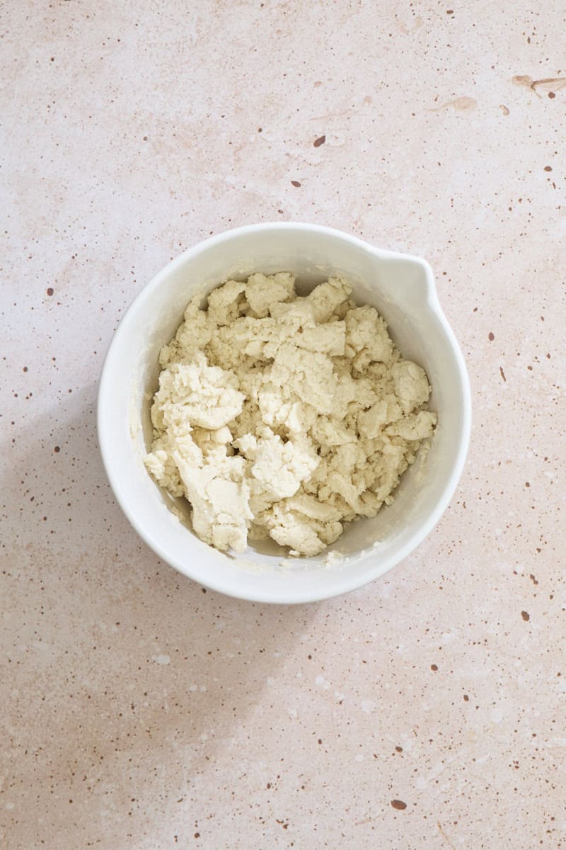 Shaggy dough in a large bowl.