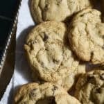 A pile of Sourdough Discard Chocolate Chip Cookies.