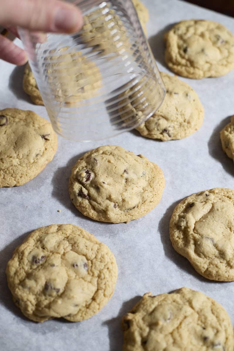 A cookie after being swirled with a glass.