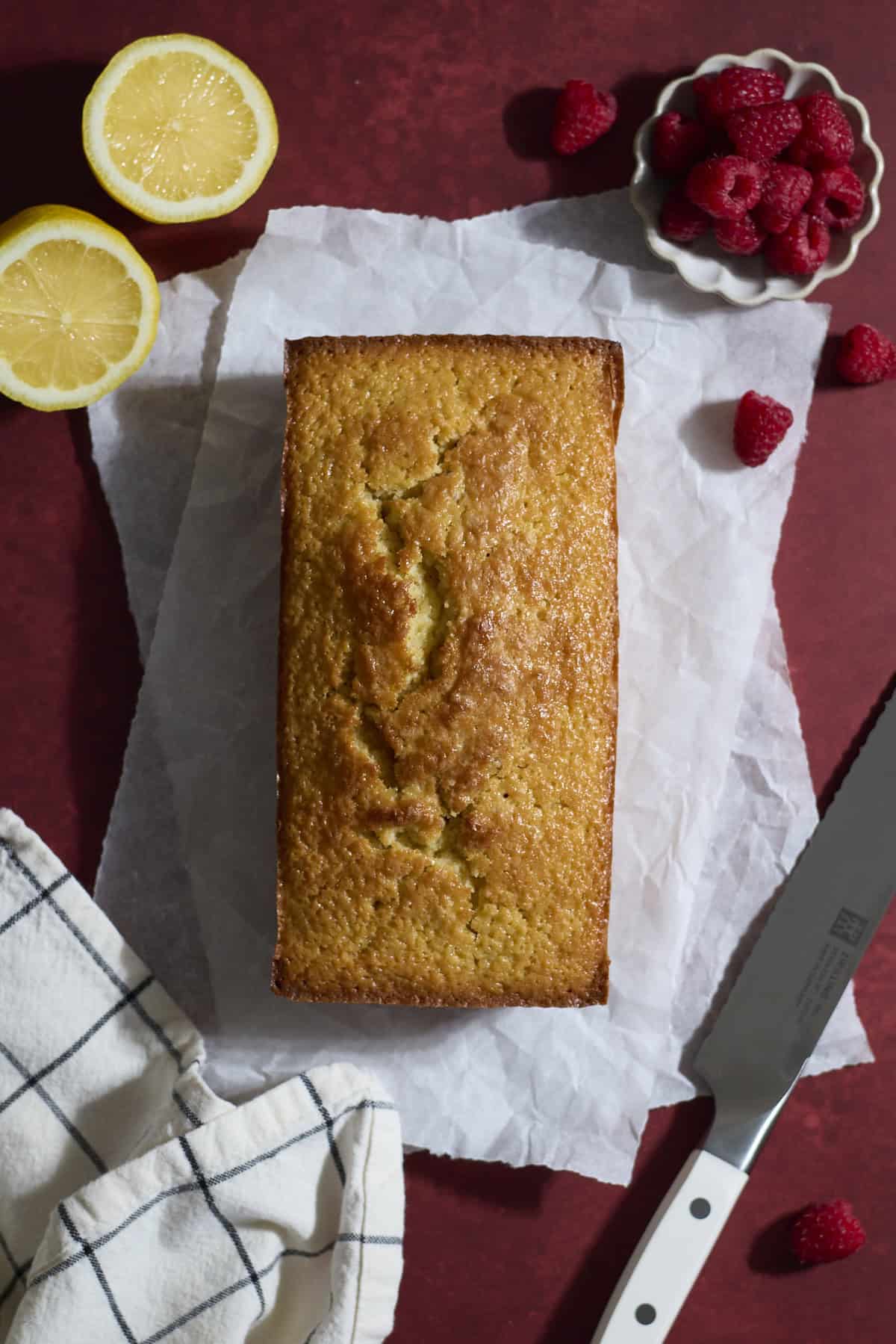 The loaf cake after baking.