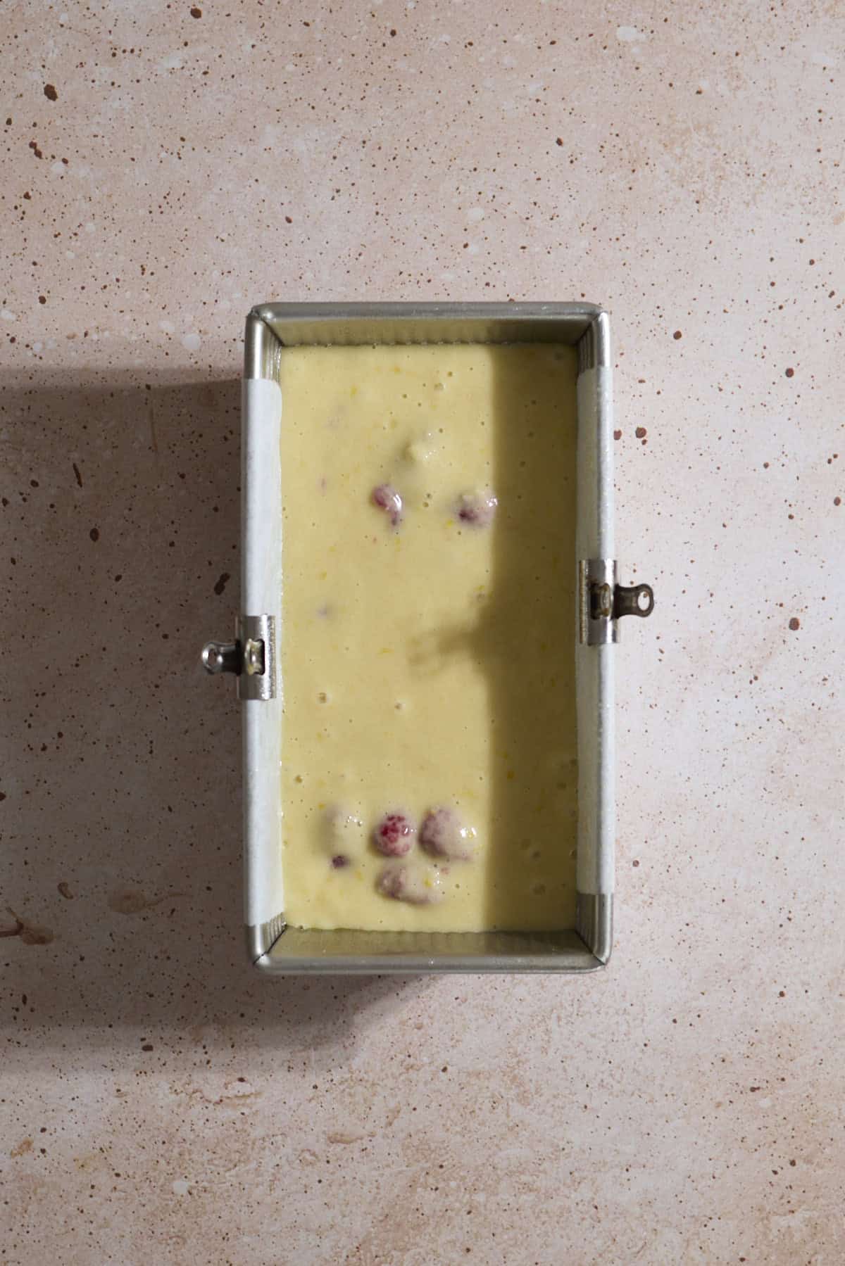 Batter poured into a 9x5-inch baking pan.