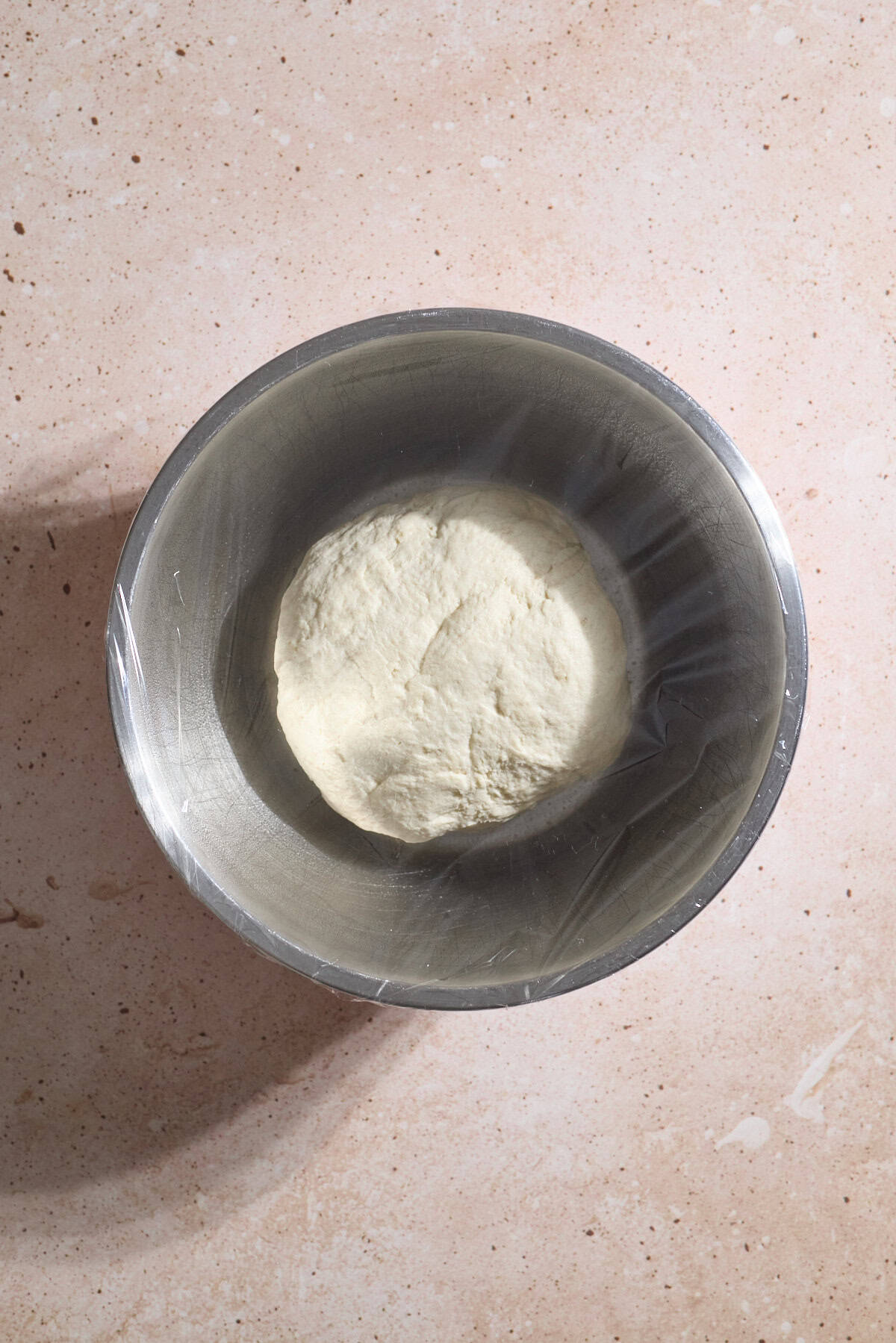 Dough in a large bowl for the first rise.