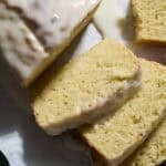 Sourdough Lemon Loaf Cake in slices.