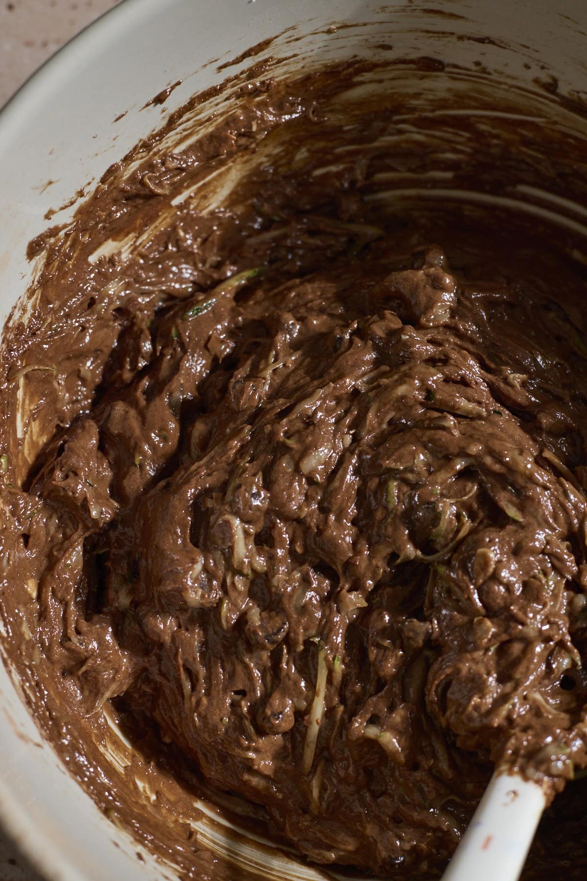 Muffin batter in a large bowl.