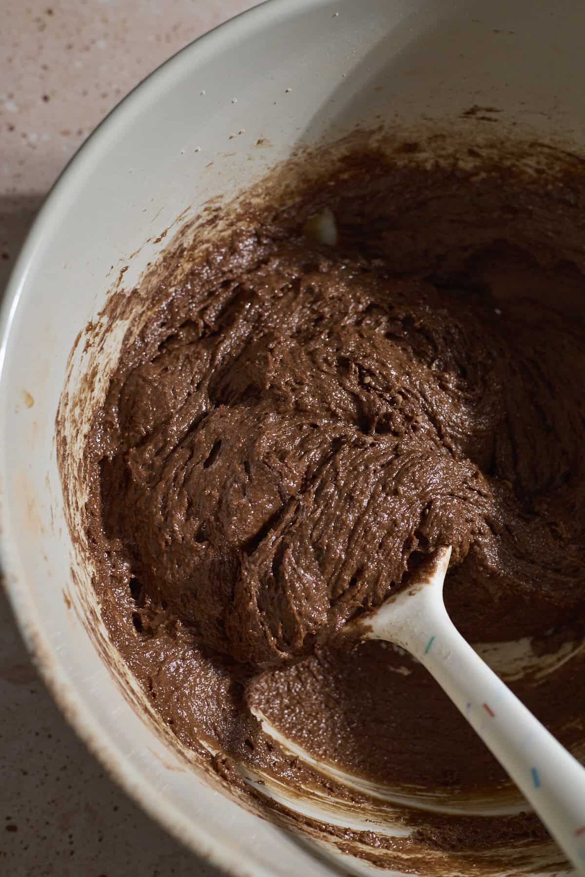 Muffin batter in a large bowl.