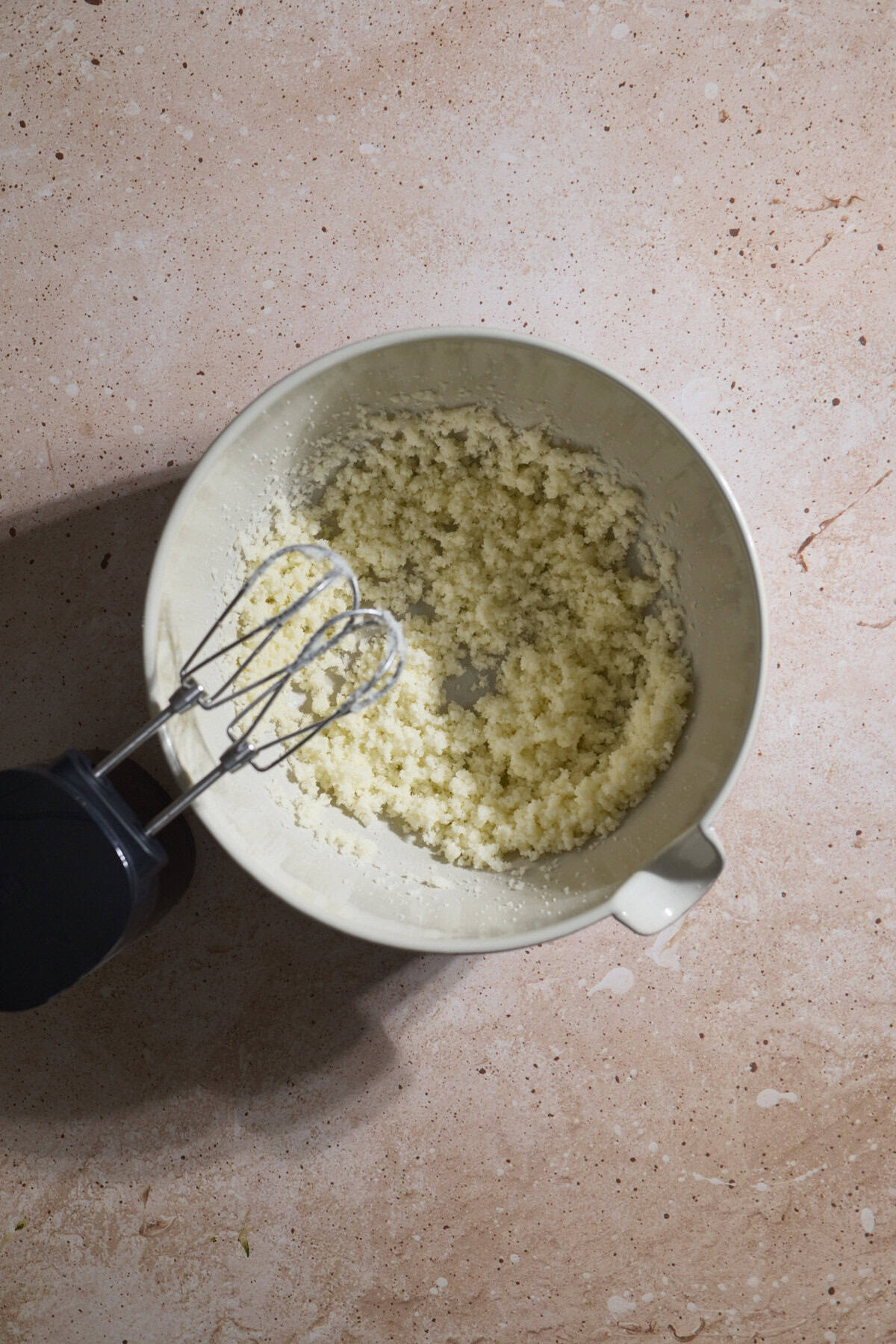Creamed butter and sugar in a large bowl.