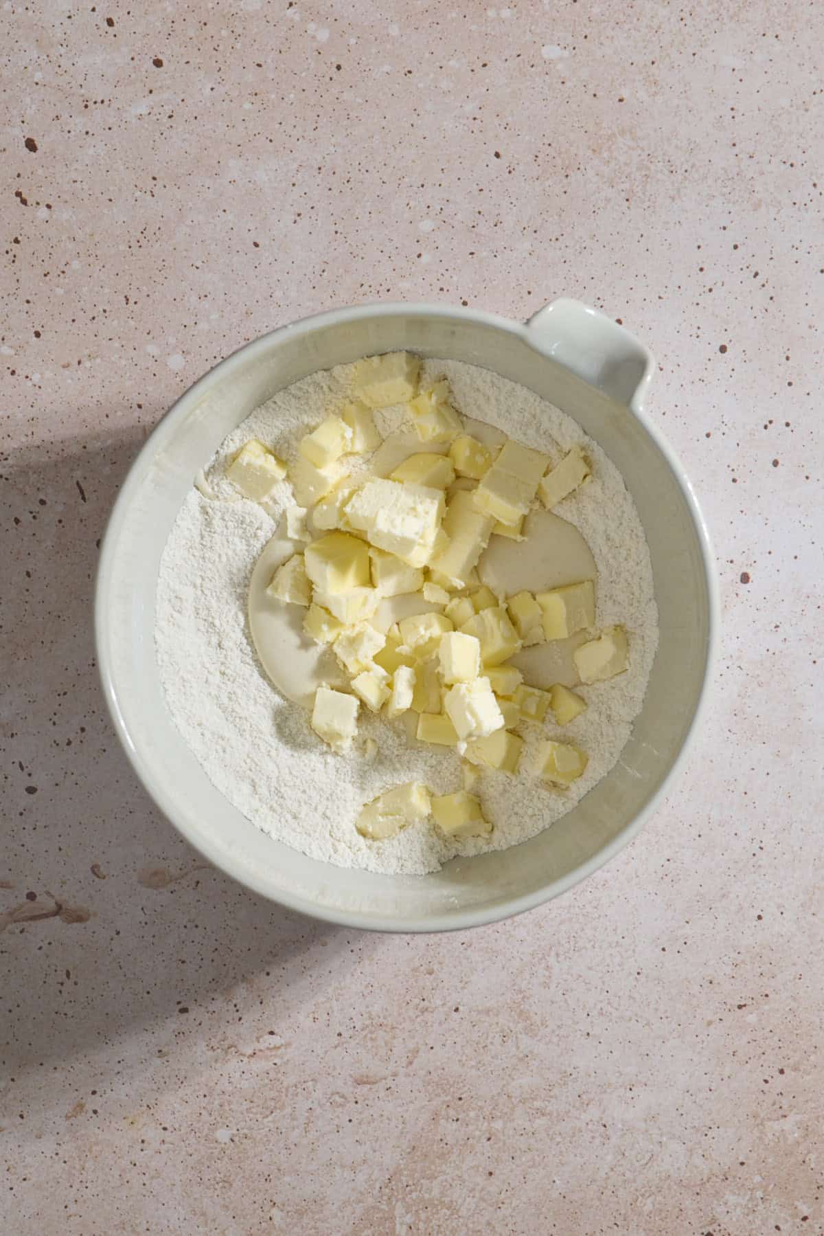 Butter added to the dough mixture.