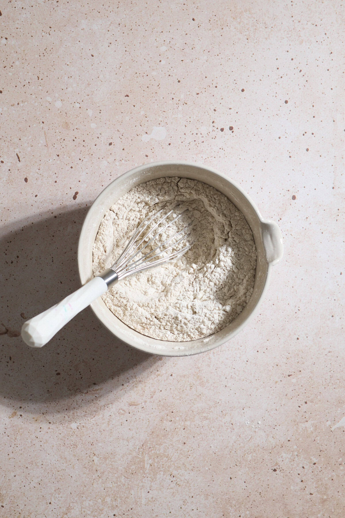 Dry ingredients in a small mixing bowl.