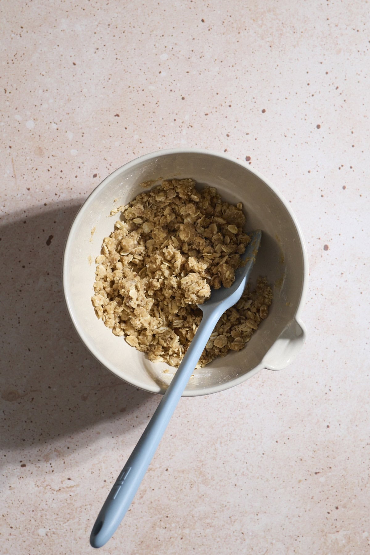 Streusel topping mixed in a small bowl.
