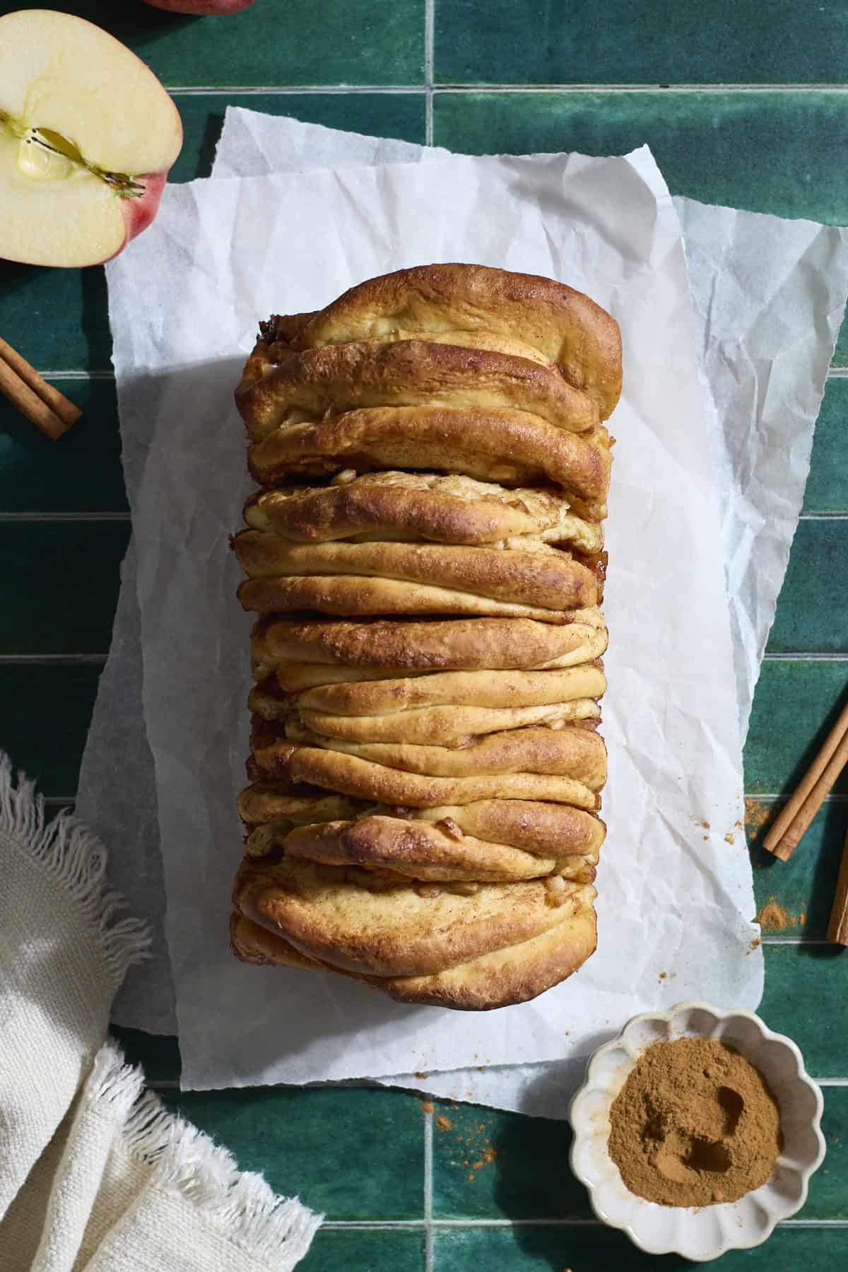 Pull apart bread after baking.