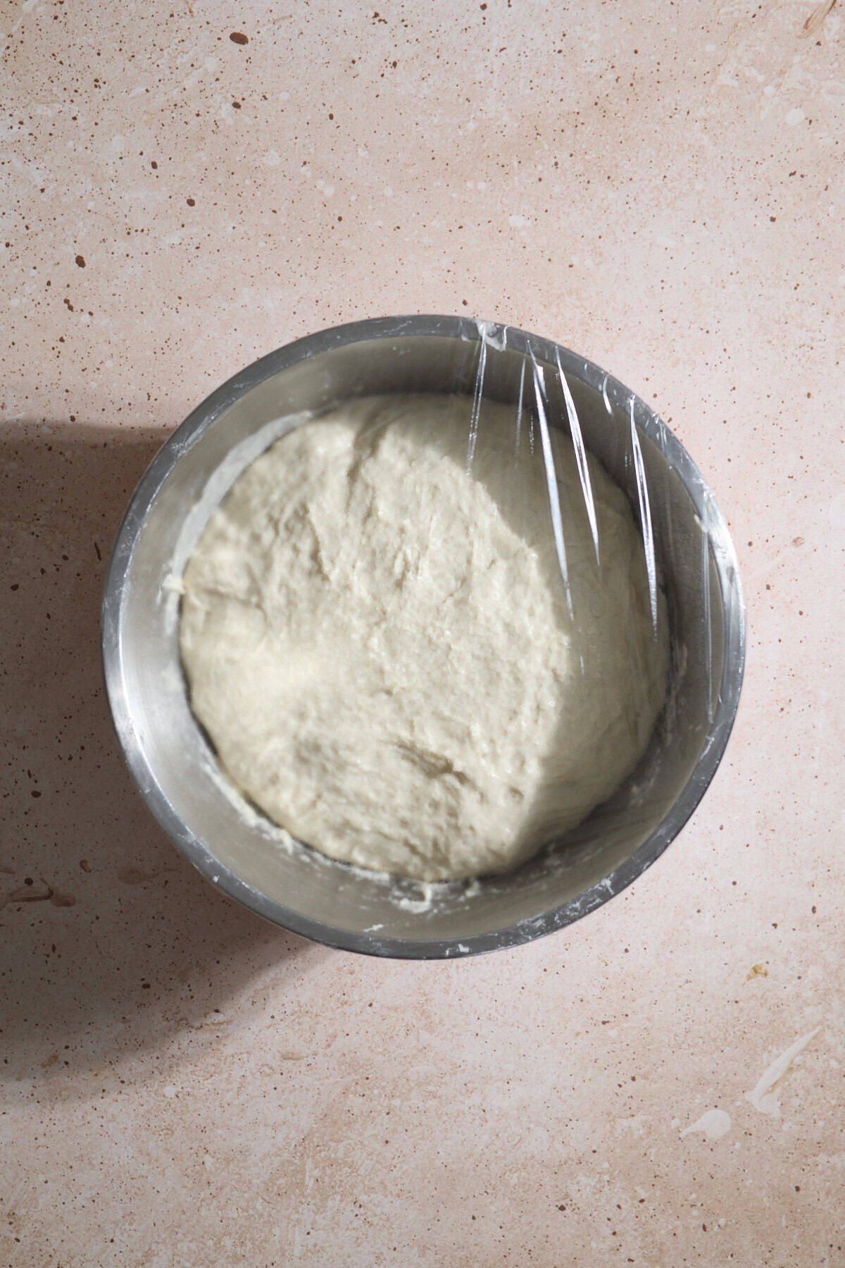 Dough in the bowl after rising.