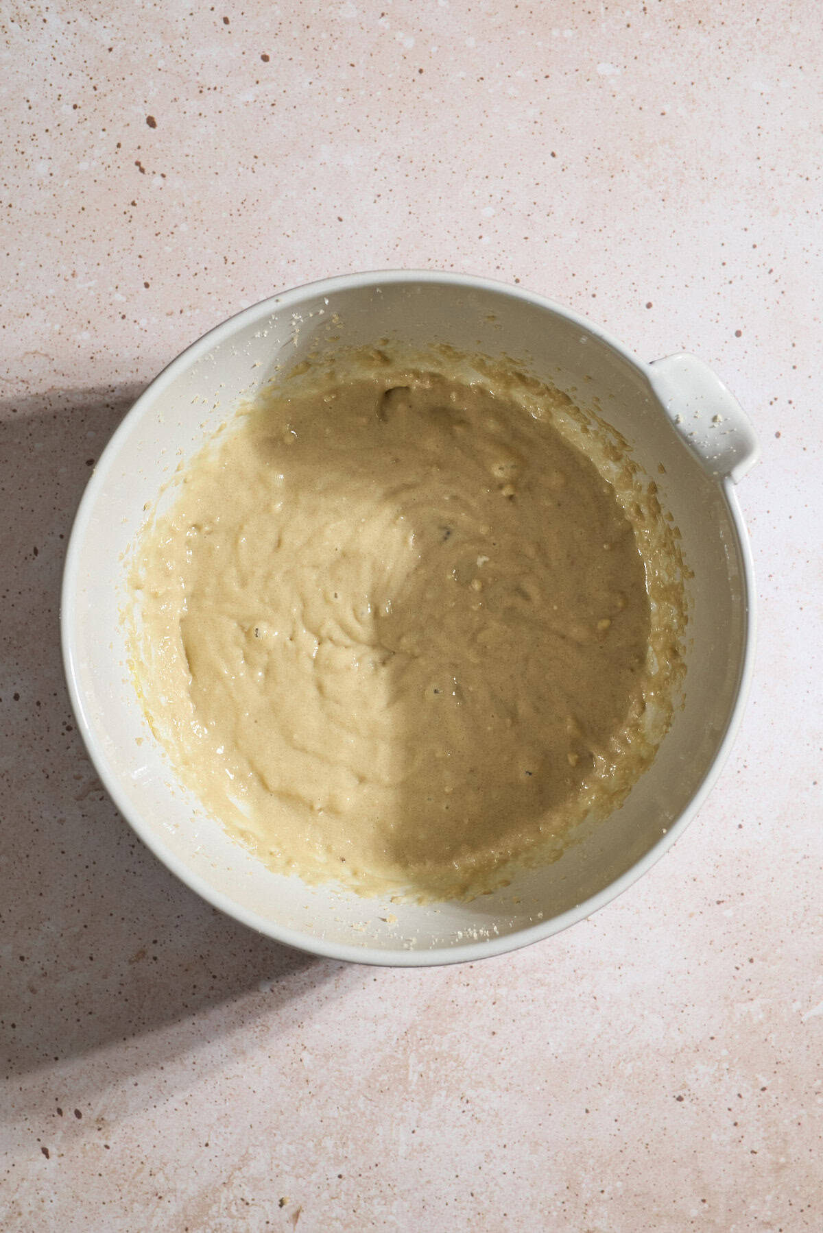 Wet ingredients in a large mixing bowl.