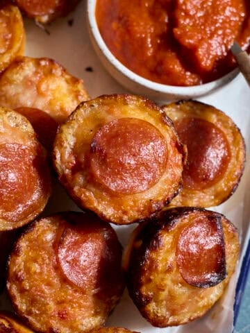 A stack of Sourdough Discard Miniature Pizzas.