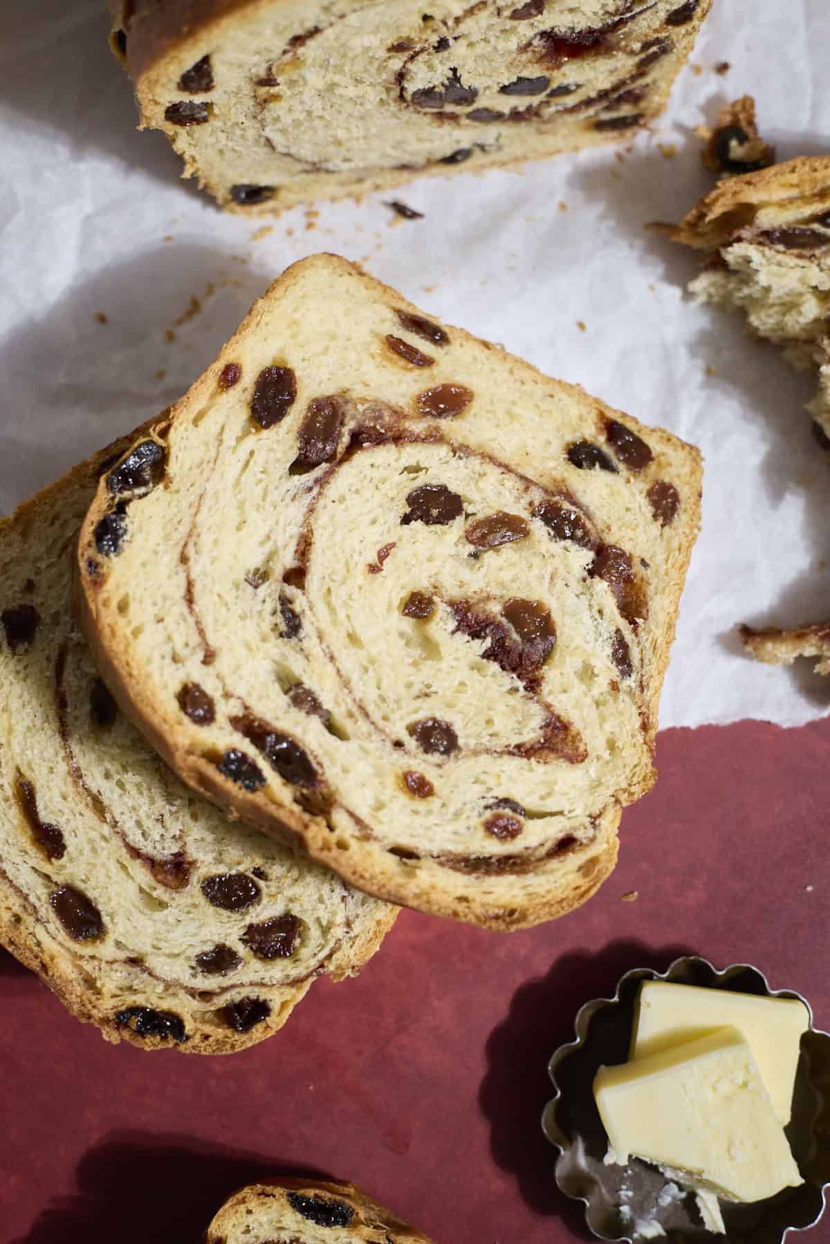 A slice of raisin bread.