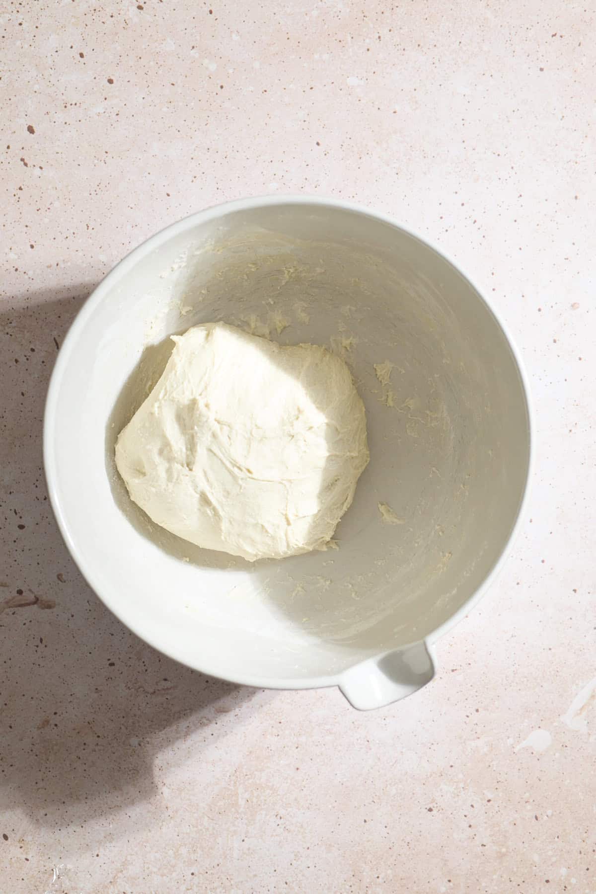 Dough in a large bowl after the second set of stretch and folds.